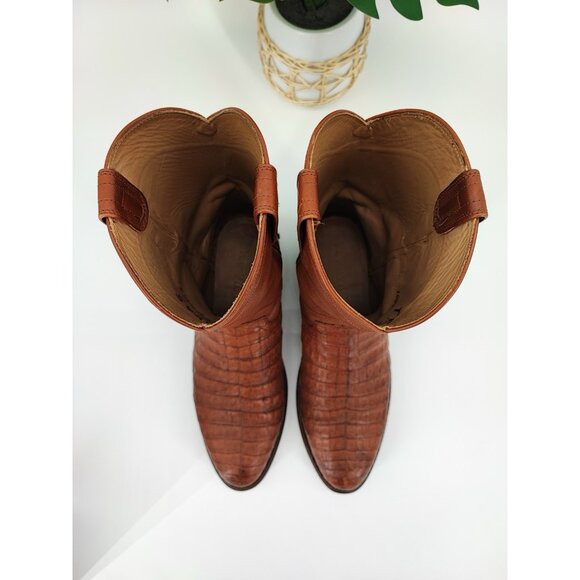 Tecovas Caiman Belly Cowboy Boots Brown Exotic Leather Western Men 10 EE main image 6